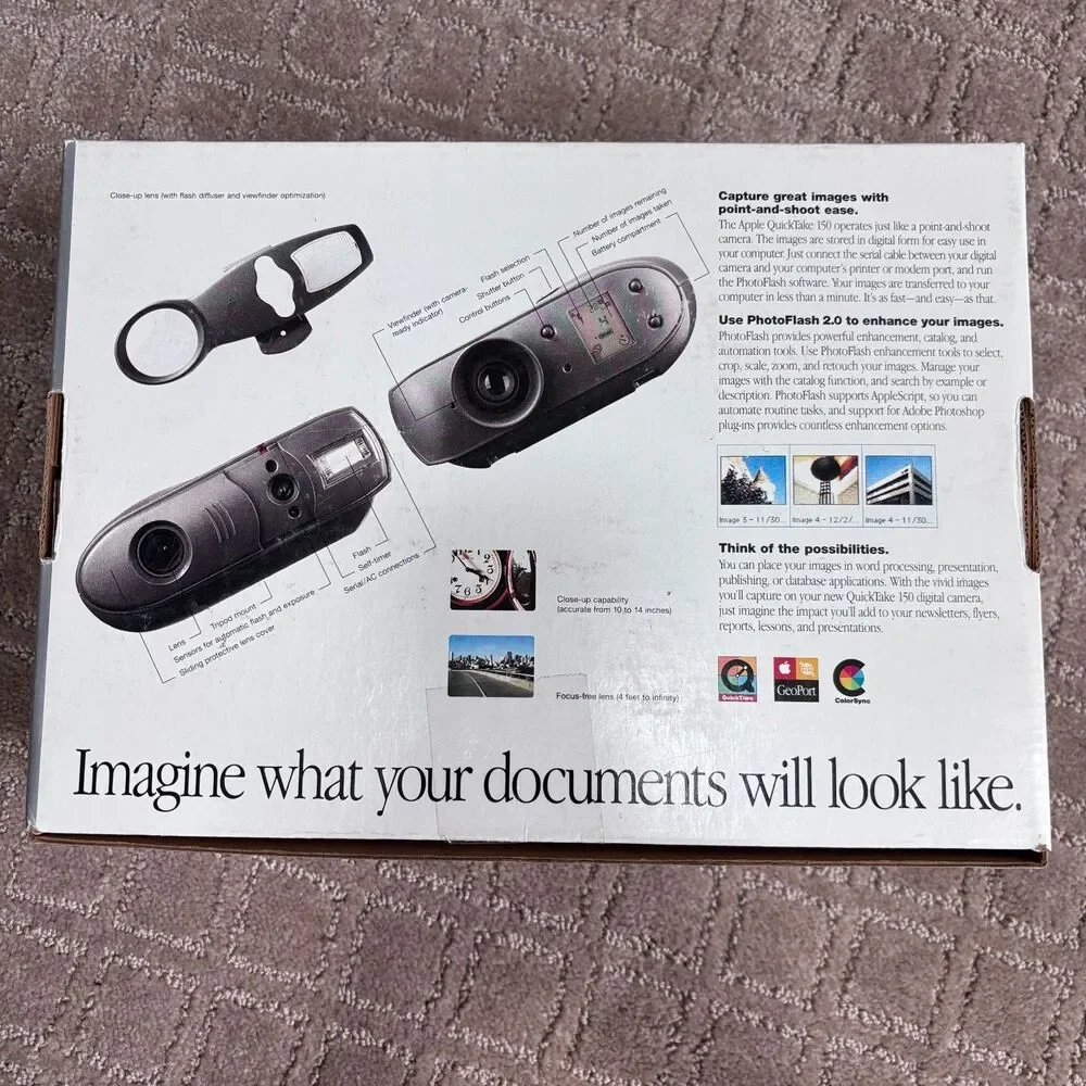 Apple QuickTake 150 Digital Camera w/Box Accessories & AC Adapter Tested Working